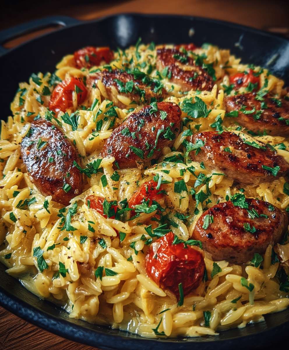 Creamy Chicken Sausage Orzo | Easy One Pan Dinner Recipe image 2