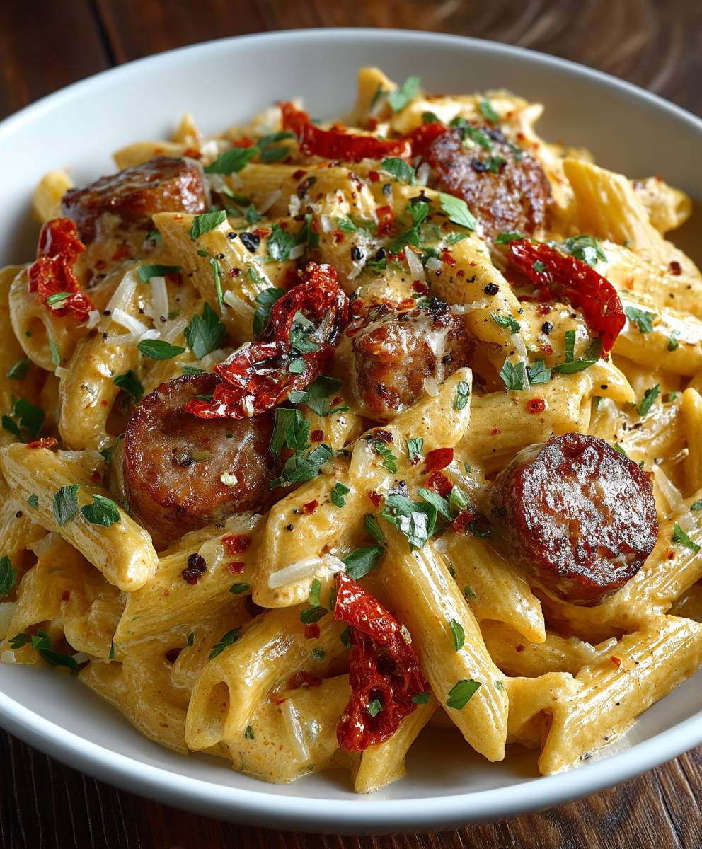Creamy Spicy Cajun Sausage Pasta | Easy Quick Weeknight Dinner Recipe image 2