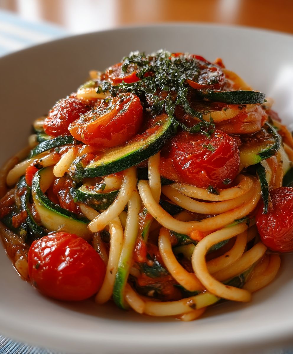 Garden Tomato Zucchini Pasta | Fresh Easy Healthy Dinner Recipe image 2