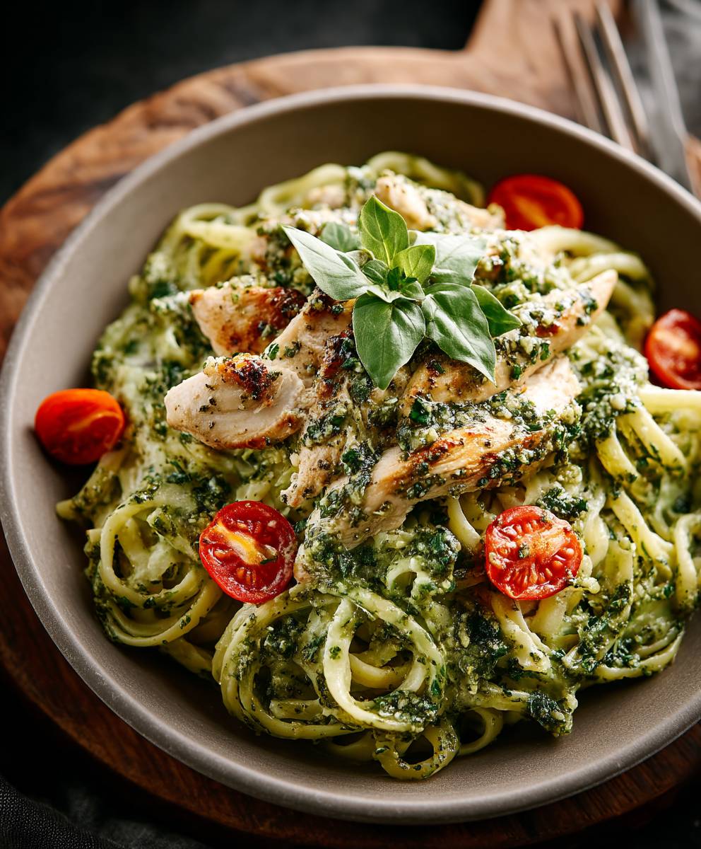 Light Pesto Chicken Pasta | Healthy Easy Spring Dinner Recipe image 2