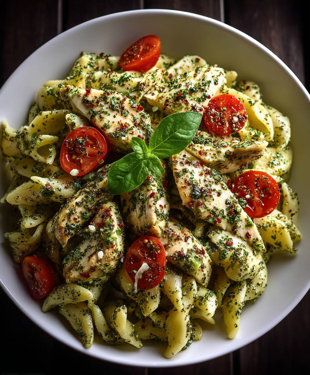 Light Pesto Chicken Pasta | Healthy Easy Spring Dinner Recipe image 2