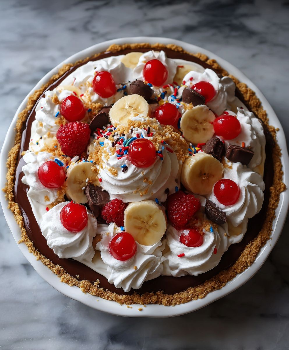 No Bake Banana Split Pie | Easy Creamy Fruity Dessert Recipe image 2
