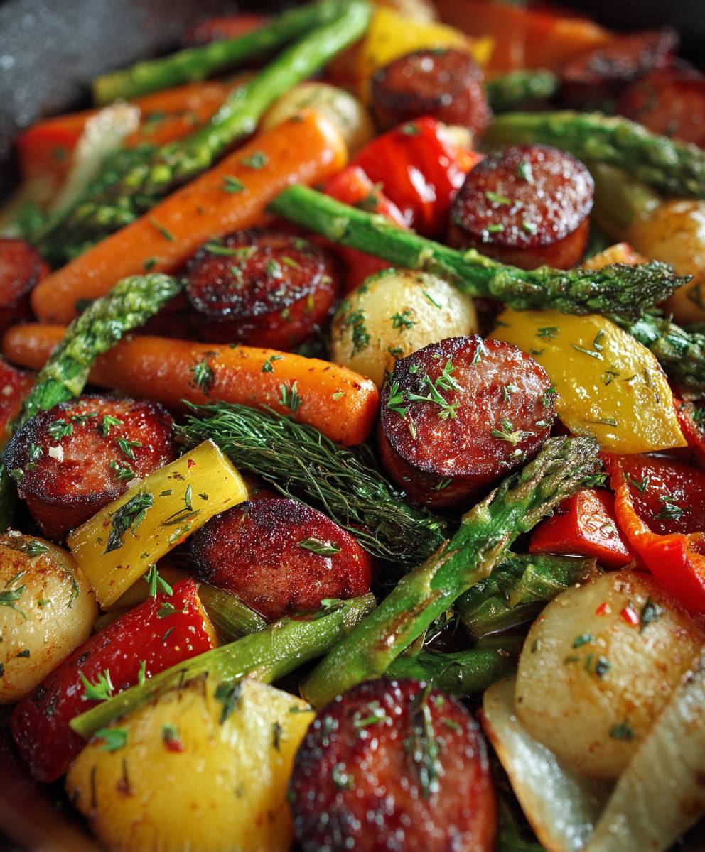 One Pan Honey Garlic Kielbasa and Veggies | Easy Quick Dinner Recipe image 2