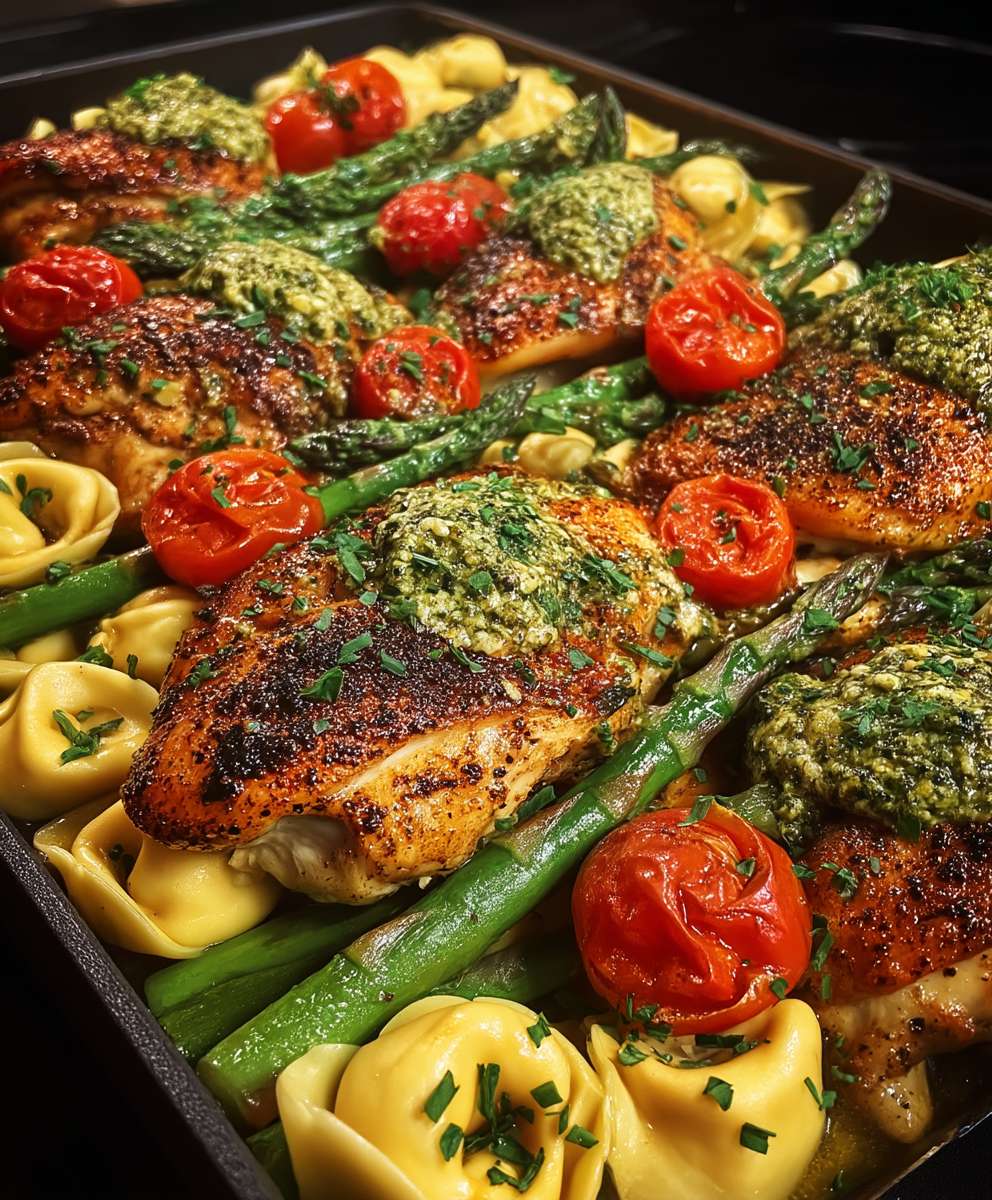 One Pan Pesto Chicken Tortellini | Easy Spring Dinner with Veggies image 2